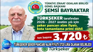 TÜRKŞEKER ŞEKER PANCARI ALIM FİYATI 3720 LİRA OLARAK BELİRLEDİ